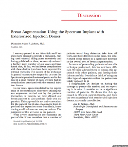 Discussion: Breast Augmentation Using the Spectrum Implant with Exteriorized Injection Domes